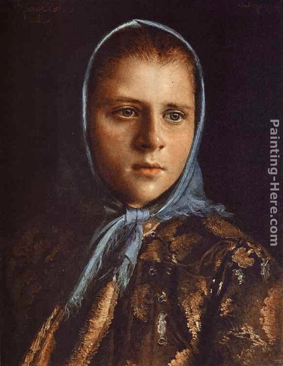 Ivan Nikolaevich Kramskoy Russian Girl in a Blue Shawl